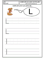 okul öncesi harfler çizgi çalışmaları l harfi